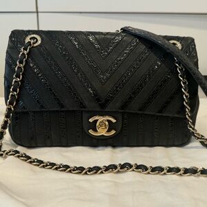 Chanel Black Medium w/ Snake Skin Chevron